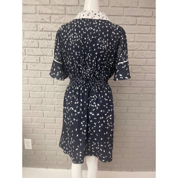 French Connection Navy / White Smock Waist Dress with Pockets Size 8 - Picture 2 of 9